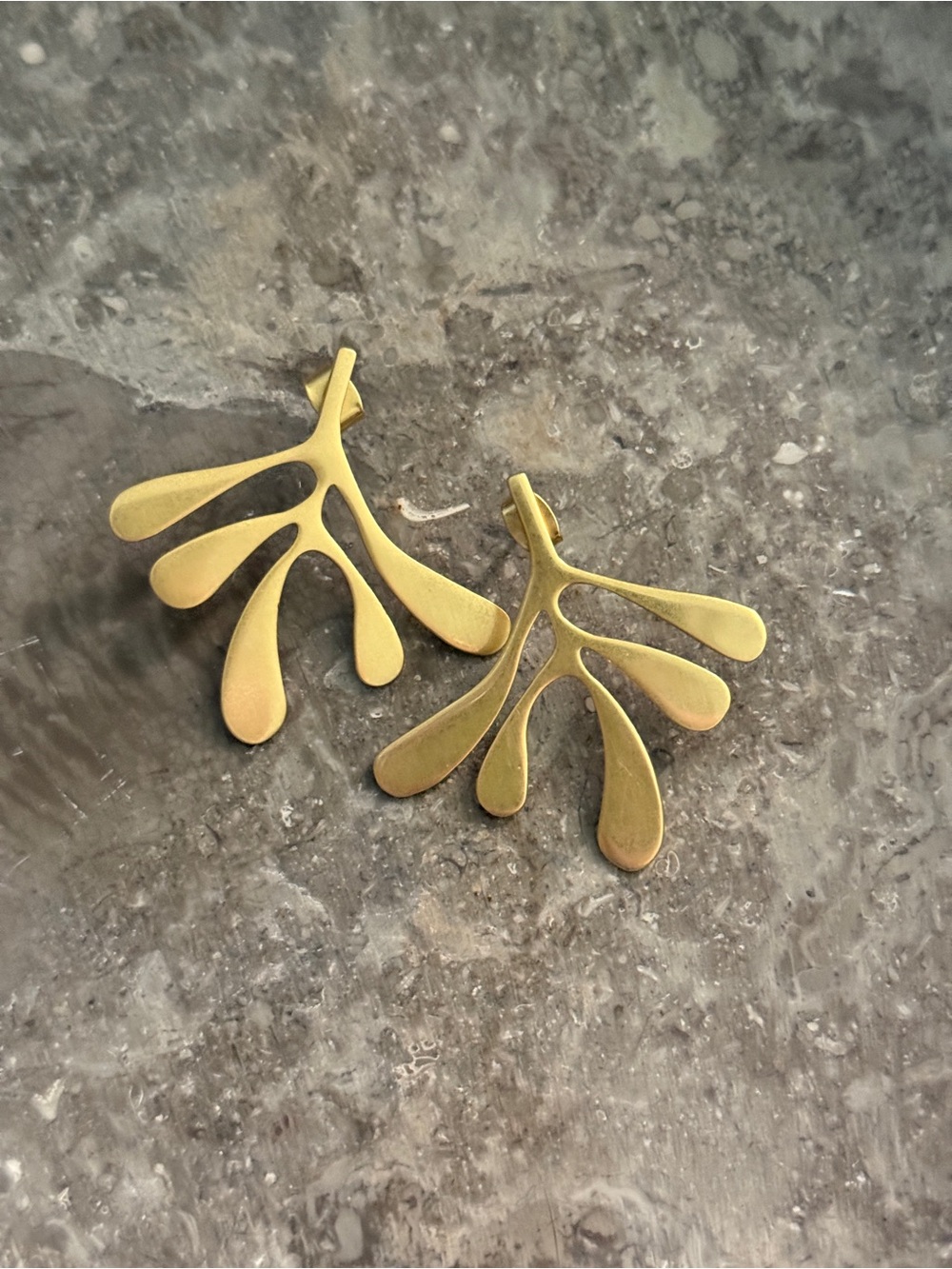 Madewell Gold Tone Leaf Branch Drop Earrings
